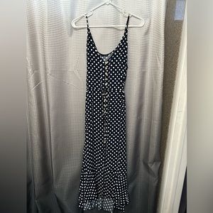 Navy Blue and White Polka Dot Dress